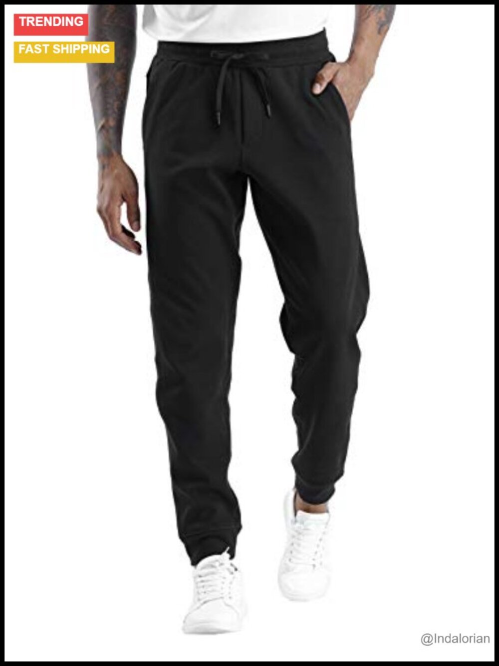 Men's Fleece Sweatpants Loose-fit Joggers Pants with Pockets